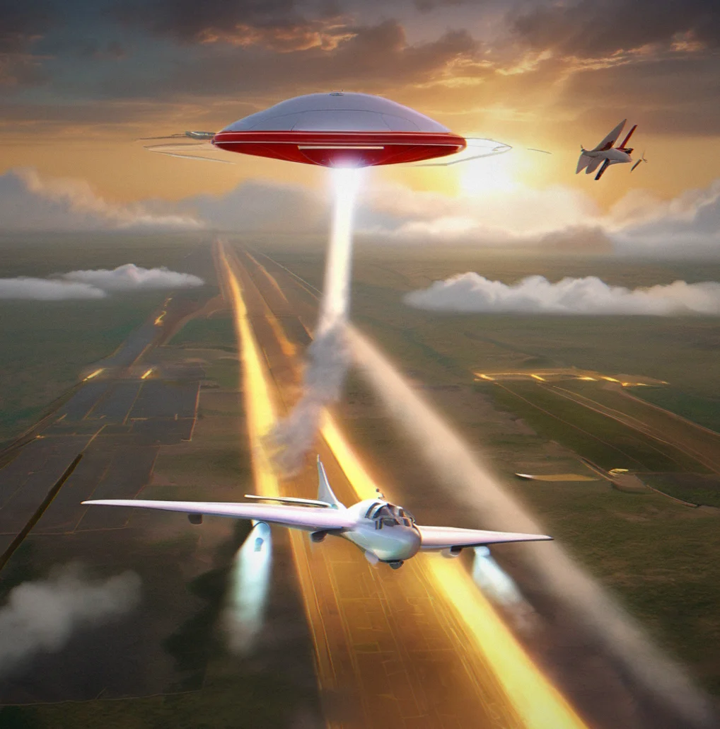 Aircraft gliding toward emergency landing on remote airstrip with fuel indicator in critical red zone